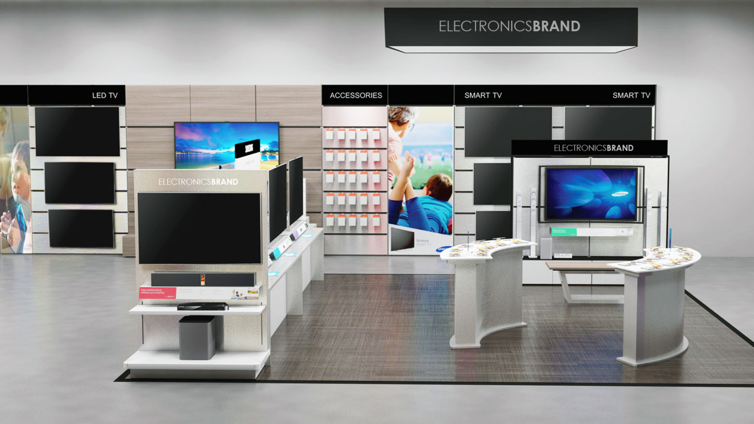 Electronics retail store in GCC with modern displays and professional mystery shoppers evaluating customer service and store layout